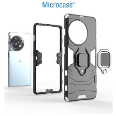 Microcase OnePlus Ace 2 Pro Batman Serisi Yüzük Standlı Armor Kılıf Siyah -AL3349