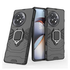 Microcase OnePlus Ace 2 Pro Batman Serisi Yüzük Standlı Armor Kılıf Siyah -AL3349