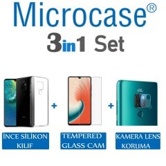 Huawei Mate 20 İnce Silikon Kılıf + CAM + Kamera Koruyucu