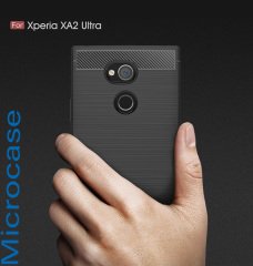Sony Xperia XA2 Ultra Brushed Carbon Fiber Silikon TPU Kılıf