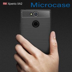 Sony Xperia XA2 Brushed Carbon Fiber Silikon TPU Kılıf