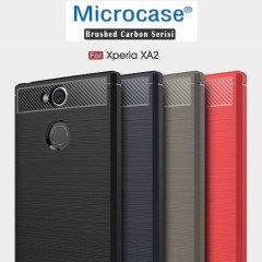 Sony Xperia XA2 Brushed Carbon Fiber Silikon TPU Kılıf