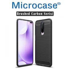 Microcase Xiaomi Redmi K30 Brushed Carbon Fiber Silikon Kılıf - Siyah