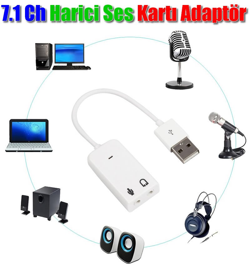 7.1 Kanal 3D Sanal Usb Ses Kart Adaptörü