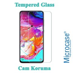 Microcase Samsung Galaxy A70 Anka Serisi Yüzük Standlı Armor Kılıf Siyah + Tempered Glass Cam Koruma (SEÇENEKLİ)