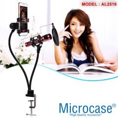 Microcase 3in1 Klipsli Masaüstü Esnek Mikrofon Standı + Pop Filtre + Telefon Tutucu - AL2518
