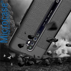 Microcase Oppo Reno 2Z Leather Tpu Silikon Kılıf - Siyah + Tempered Glass Cam Koruma