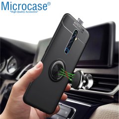 Microcase Oppo Reno 2Z Focus Serisi Yüzük Standlı Silikon Kılıf - Siyah