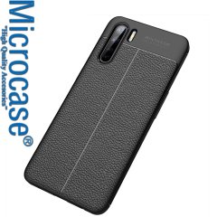 Microcase Oppo Reno 3 Leather Tpu Silikon Kılıf - Siyah