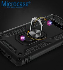 Microcase Samsung Galaxy S10 Anka Serisi Yüzük Standlı Armor Kılıf - Siyah