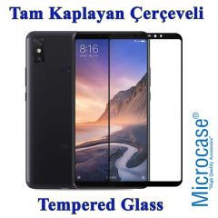 Microcase Xiaomi Mi Max 3 Batman Serisi Yüzük Standlı Armor Kılıf - Siyah + Tam Kaplayan Çerçeveli Cam