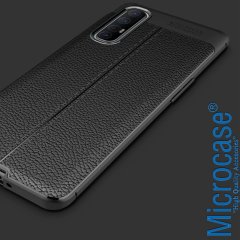 Microcase Oppo Reno 3 Pro Leather Tpu Silikon Kılıf - Siyah
