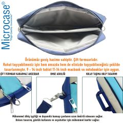 Microcase iPad Air 2 ile uyumlu Tablet Macbook Laptop Tablet Çantası 2 Bölmeli AL4821 Krem Turkuaz Bej