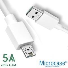 Microcase Micro USB 5A Hızlı Şarj ve Data USB Kısa Kablo - 25 cm Beyaz AL2710