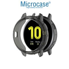 Microcase Samsung Galaxy Watch Active 2 44 mm Önü Açık Tasarım Silikon Kılıf - Füme + Nano Esnek Ekran Filmi