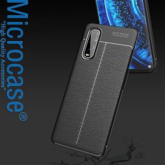 Microcase Oppo Find X2 Leather Tpu Silikon Kılıf - Siyah