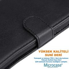 Microcase Honor X9A Darbeye Dayanıklı Cüzdanlı ve Standlı Kapaklı Deri Kılıf Siyah AL4232