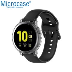 Microcase Samsung Galaxy Watch Active 2 40 mm Önü Açık Tasarım Silikon Kılıf - Şeffaf + Nano Esnek Ekran Filmi