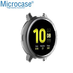 Microcase Samsung Galaxy Watch Active 2 40 mm Önü Açık Tasarım Silikon Kılıf - Şeffaf + Nano Esnek Ekran Filmi