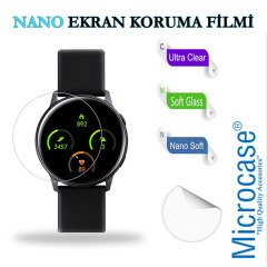 Microcase Samsung Galaxy Watch Active 2 40 mm Önü Açık Tasarım Silikon Kılıf - Şeffaf + Nano Esnek Ekran Filmi