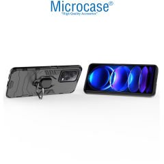 Microcase Xiaomi Redmi Note 12 Pro Plus (Global) Batman Serisi Yüzük Standlı Armor Kılıf - Siyah AL3349