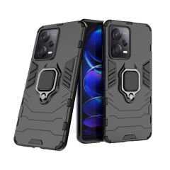 Microcase Xiaomi Redmi Note 12 Pro Plus (Global) Batman Serisi Yüzük Standlı Armor Kılıf - Siyah AL3349