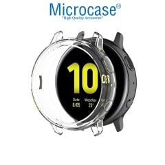 Microcase Samsung Galaxy Watch Active 2 44 mm Önü Açık Tasarım Silikon Kılıf - Şeffaf + Nano Esnek Ekran Filmi