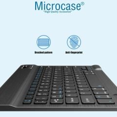 Microcase Samsung Galaxy Tab S10+ S10 Plus için Bluetooth Klavye (TR Sticker) + Bluetooth Mouse + Tablet Standı - AL2765