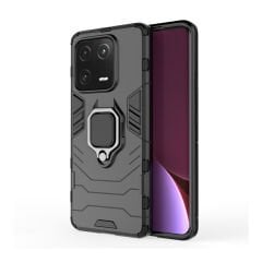 Microcase Xiaomi 13 (Global) Batman Serisi Yüzük Standlı Armor Kılıf - Siyah AL3349