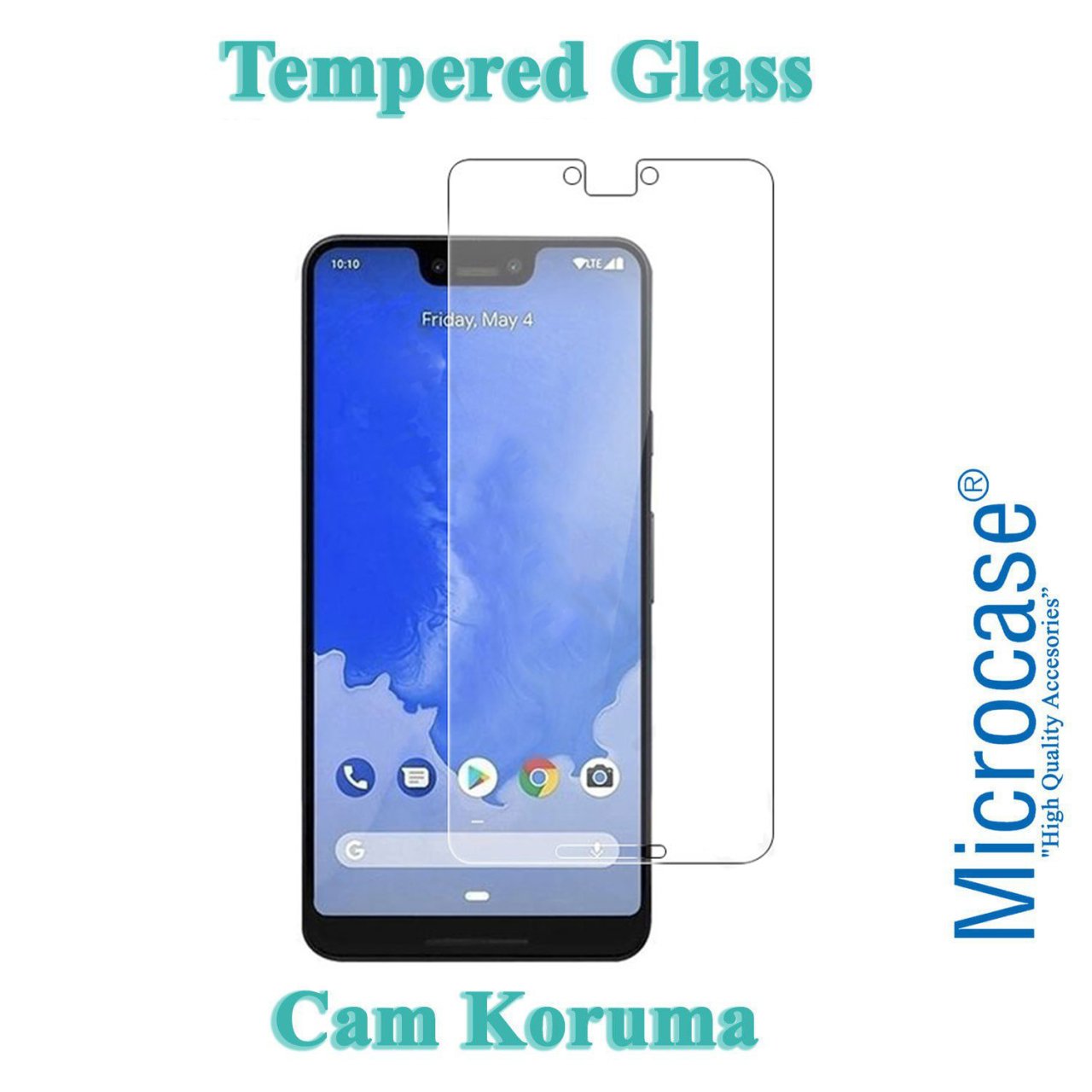 Microcase Google Pixel 3 XL Tempered Glass Cam Ekran Koruma