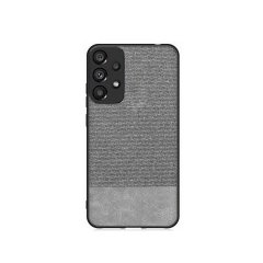 Microcase Samsung Galaxy A73 5G Fabrik Kumaş ve Deri Desen Kılıf -Gri