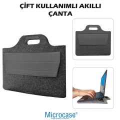 Microcase Keçe 9-14 inch Ergonomik Tasarım Standlı Laptop Macbook Tablet ve Evrak Çantası AL4450
