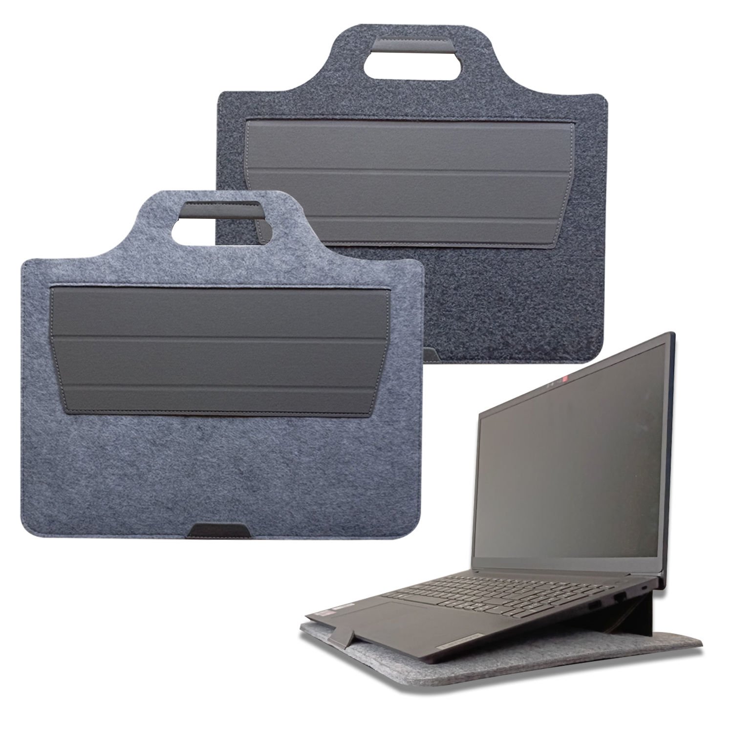 Microcase Keçe 9-14 inch Ergonomik Tasarım Standlı Laptop Macbook Tablet ve Evrak Çantası AL4450
