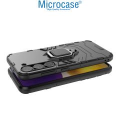 Microcase Samsung Galaxy S23 Batman Serisi Yüzük Standlı Armor Kılıf - Siyah AL3349
