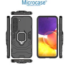 Microcase Samsung Galaxy S23 Batman Serisi Yüzük Standlı Armor Kılıf - Siyah AL3349