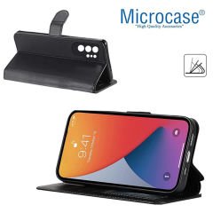 Microcase Samsung S24 Ultra Darbeye Dayanıklı Cüzdanlı ve Standlı Kapaklı Deri Kılıf Siyah AL4232