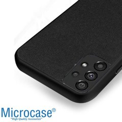 Microcase Samsung Galaxy A73 5G Fabrik Kumaş ve Deri Desen Kılıf -Siyah