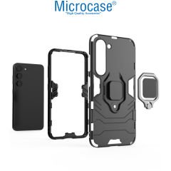 Microcase Samsung Galaxy S23 Plus Batman Serisi Yüzük Standlı Armor Kılıf - Siyah AL3349