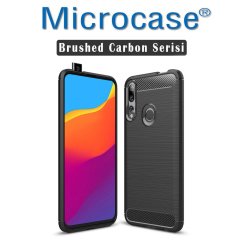 Microcase Huawei Y9 Prime 2019 Brushed Carbon Fiber Silikon Kılıf - Siyah