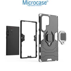 Microcase Samsung Galaxy S23 Ultra Batman Serisi Yüzük Standlı Armor Kılıf - Siyah AL3349