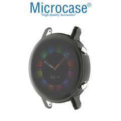 Microcase Samsung Galaxy Watch Active 2 44 mm Önü Kapalı Renkli Tasarım Silikon Kılıf - Füme