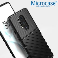 Microcase OnePlus 8 Pro Thunder Serisi Darbeye Dayanıklı Silikon Kılıf - Siyah
