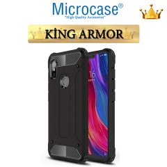Microcase Xiaomi Redmi Note 6 Pro King Serisi Armor Perfect Koruma Kılıf Siyah + Tempered Glass Cam Koruma (SEÇENEKLİ)