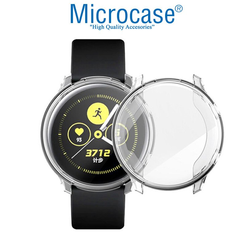 Microcase Samsung Galaxy Watch Active 2 40 mm Önü Kapalı Tasarım Silikon Kılıf - Şeffaf