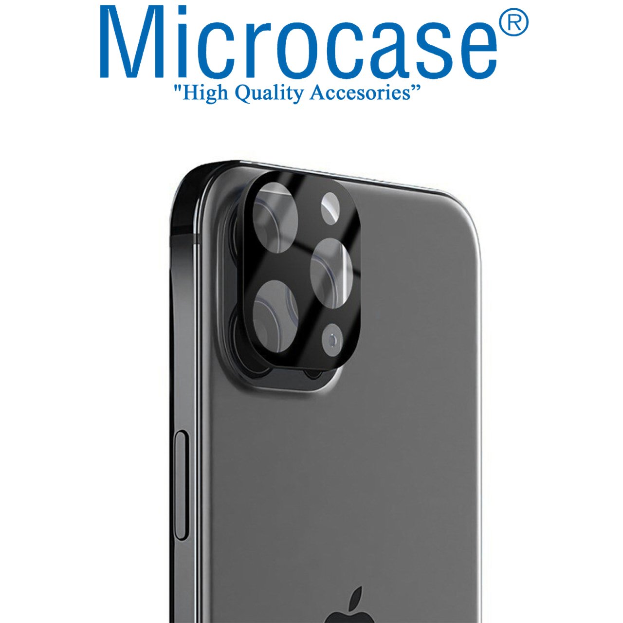 iPhone 12 Pro Lens Koruyucu Glass Metal Çerçeveli - Siyah