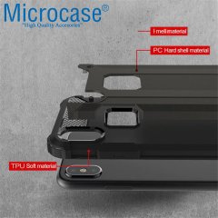 Microcase Xiaomi Redmi Note 6 Pro King Serisi Armor Perfect Koruma Kılıf Siyah + Tempered Glass Cam Koruma (SEÇENEKLİ)