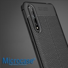 Microcase Huawei P Smart S / Y8P Leather Tpu Silikon Kılıf - Siyah + Tempered Glass Cam Koruma