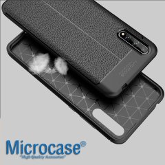 Microcase Xiaomi Mi10 Lite Leather Tpu Silikon Kılıf - Siyah