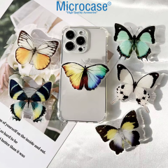 Microcase 3D Kelebek Tasarımlı 3M Yapıştırmalı El Parmak Tutucu Cep Telefonu Tutacağı Popsocket - AL5247