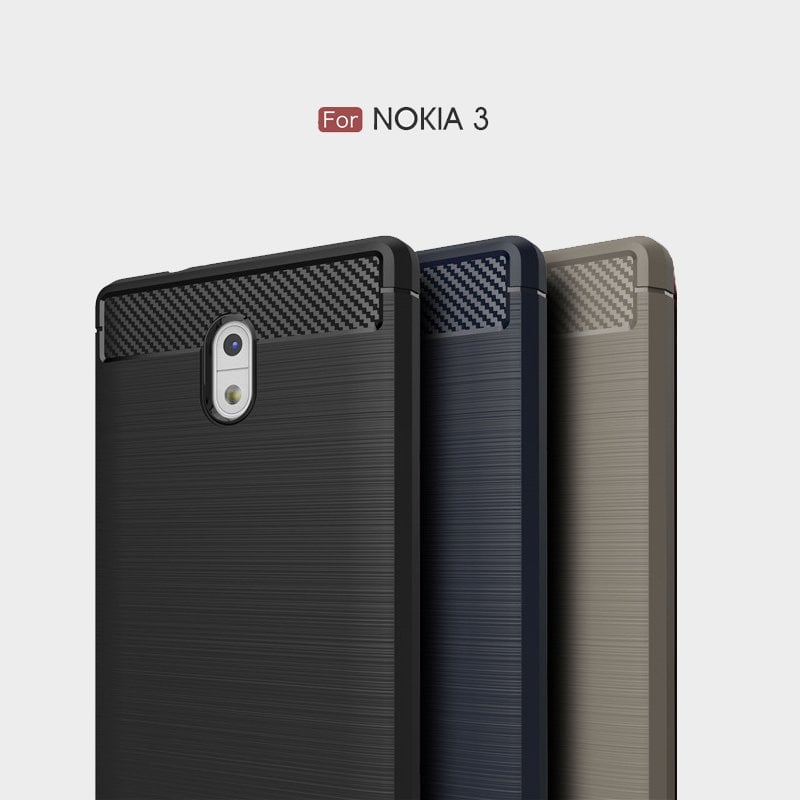 Nokia 3 Brushed Carbon Fiber Silikon TPU Kılıf